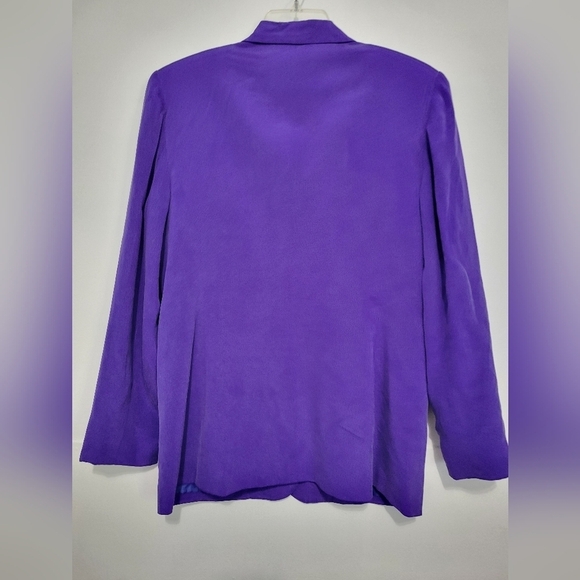 Travis Ayers Silk Purple Padded Shoulder Blazer Size 12 - Picture 2 of 11